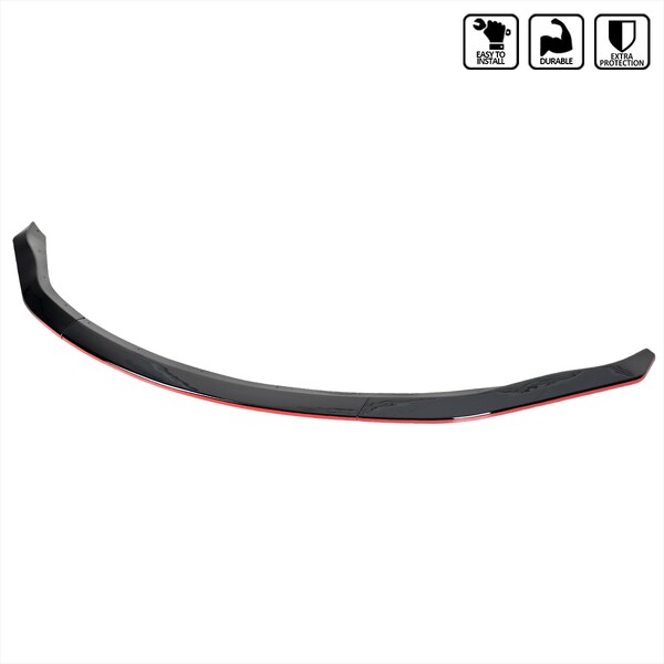 Spec-D Tuning 03-05 Nissan 350Z Front Bumper Lip Glossy Black With Red Trim LPF-350Z03GB-RD-PQ - main